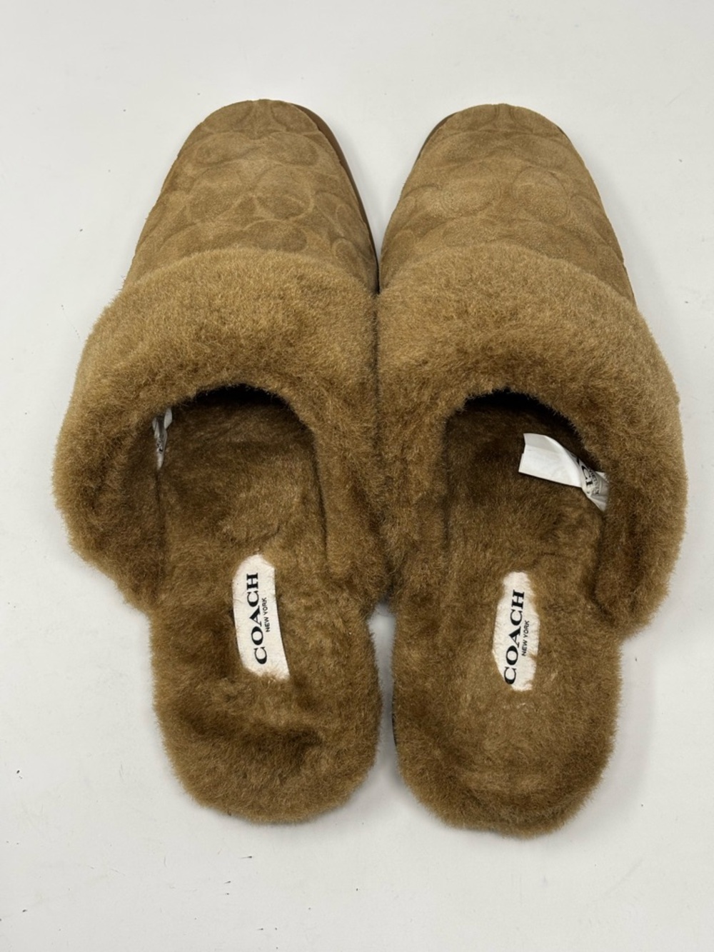 Coach Sherpa Flat Mules Signature Suede Size 7 - Picture 6 of 10